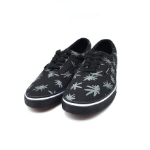 Custom Men New Style Black Printed Canvas Shoes